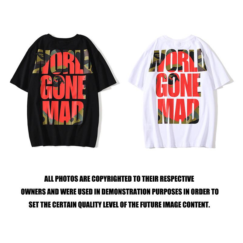 Bathing Ape T-Shirt Summer Monkey Head Letter Short Sleeve T-shirt