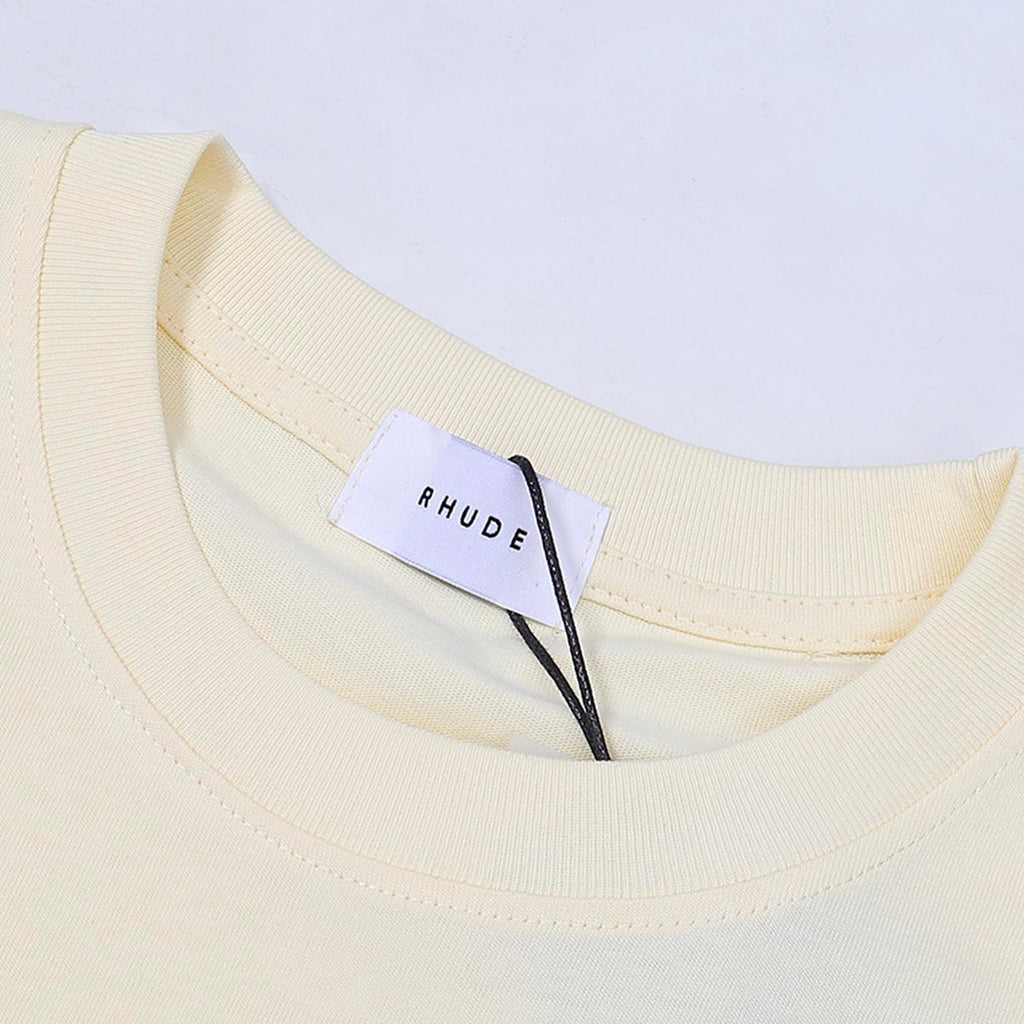 Rhude T-shirts French Cote d'Azur Printed Cotton Casual Short Sleeves Men and Women