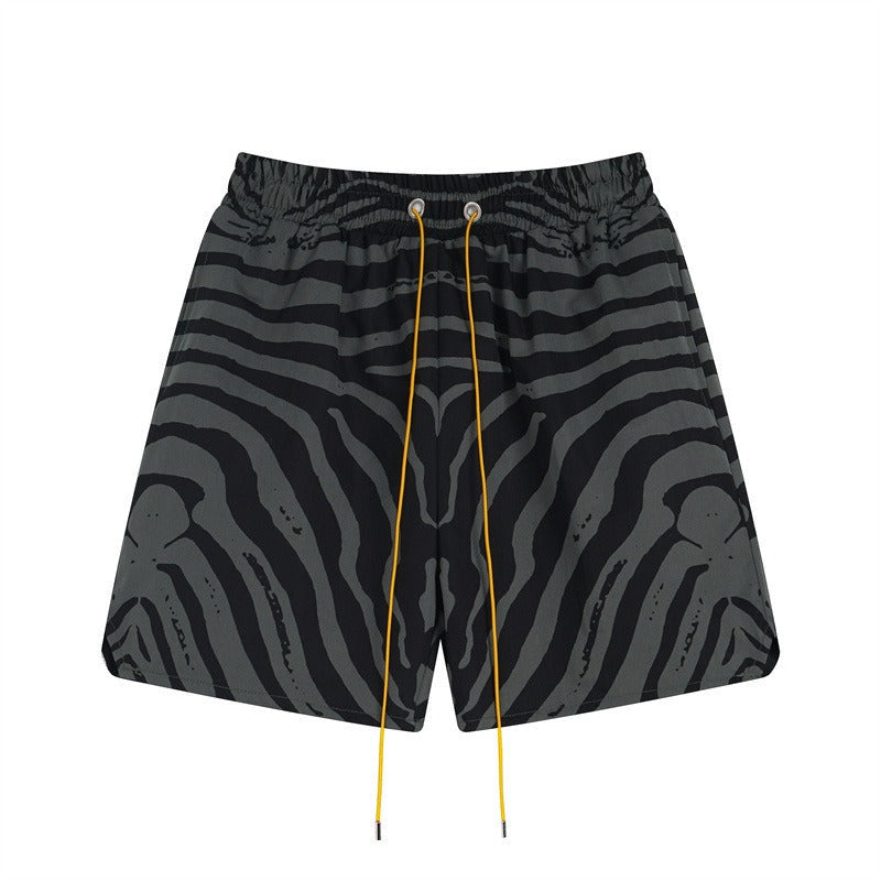 Rhude T-shirt Zebra Letter Embroidery Casual Short Sleeve Shirt, Shorts