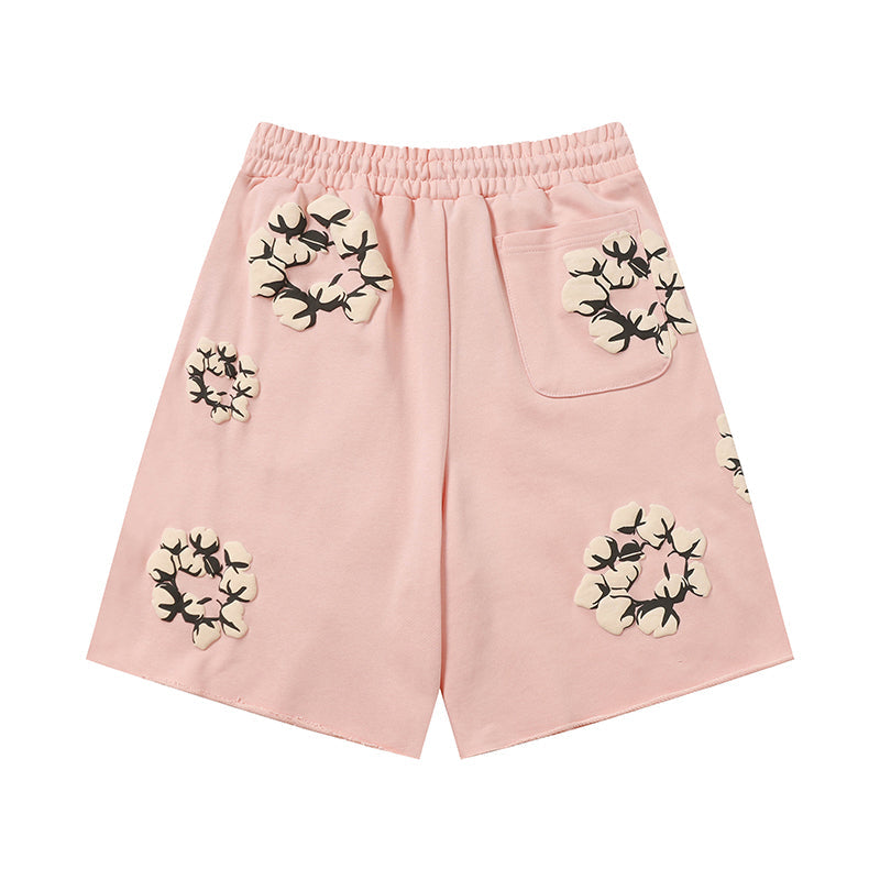 Denim Tears Shorts Yellow floral cotton